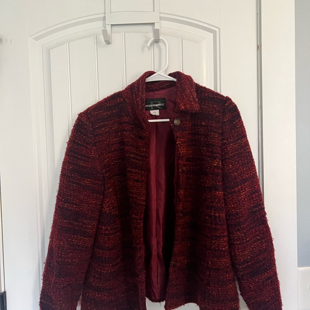 Requirements Burgundy Textured Blazer Jacket Size 12 Fall Layering